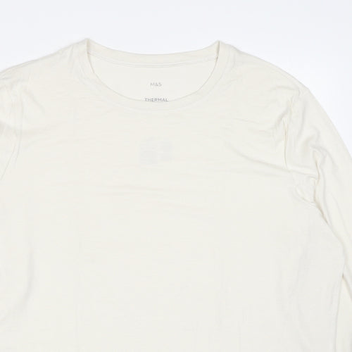 Marks and Spencer Mens White Acrylic T-Shirt Size XL Round Neck