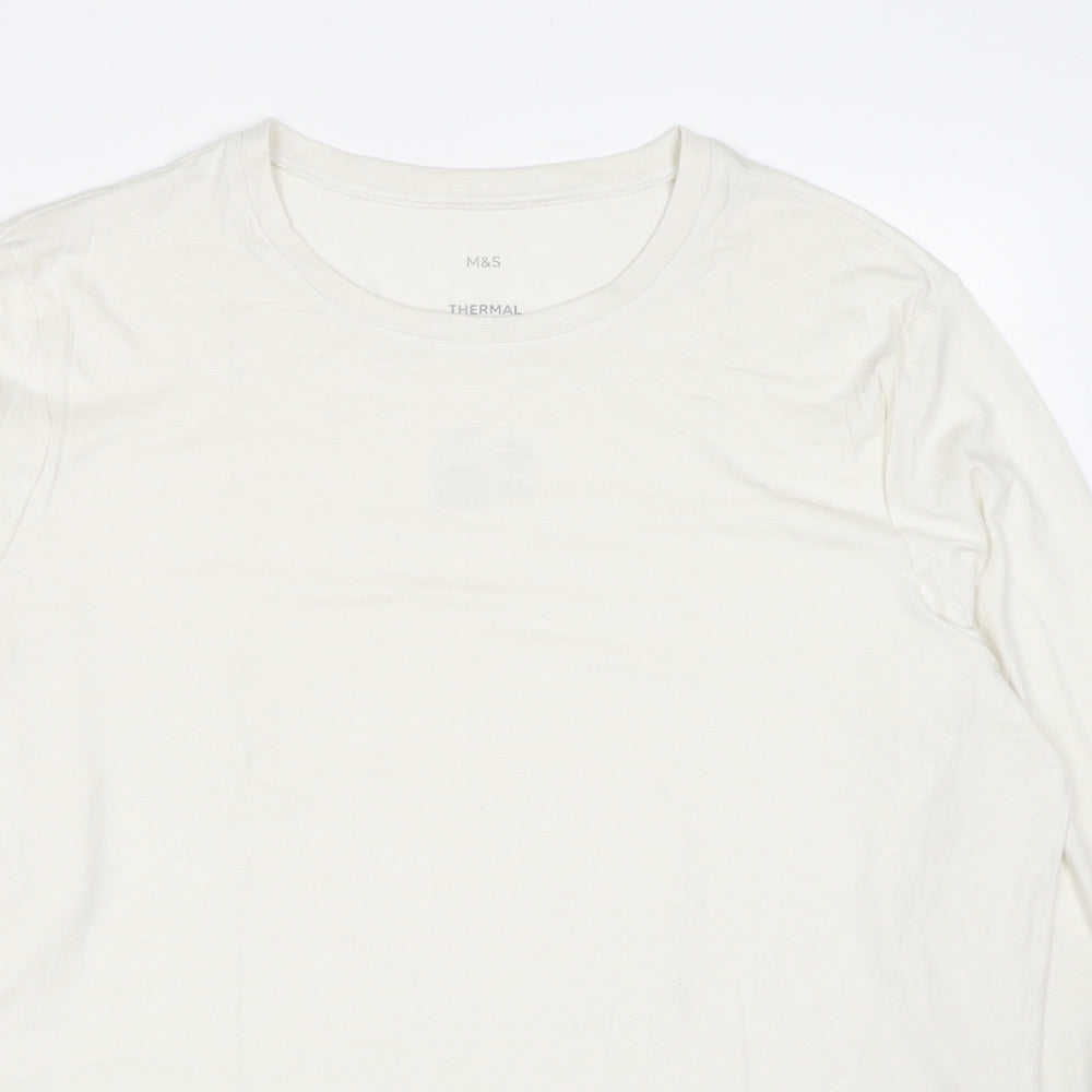 Marks and Spencer Mens White Acrylic T-Shirt Size XL Round Neck