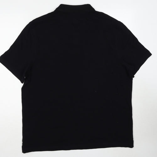 Marks and Spencer Mens Black Cotton Polo Size XL Collared Pullover