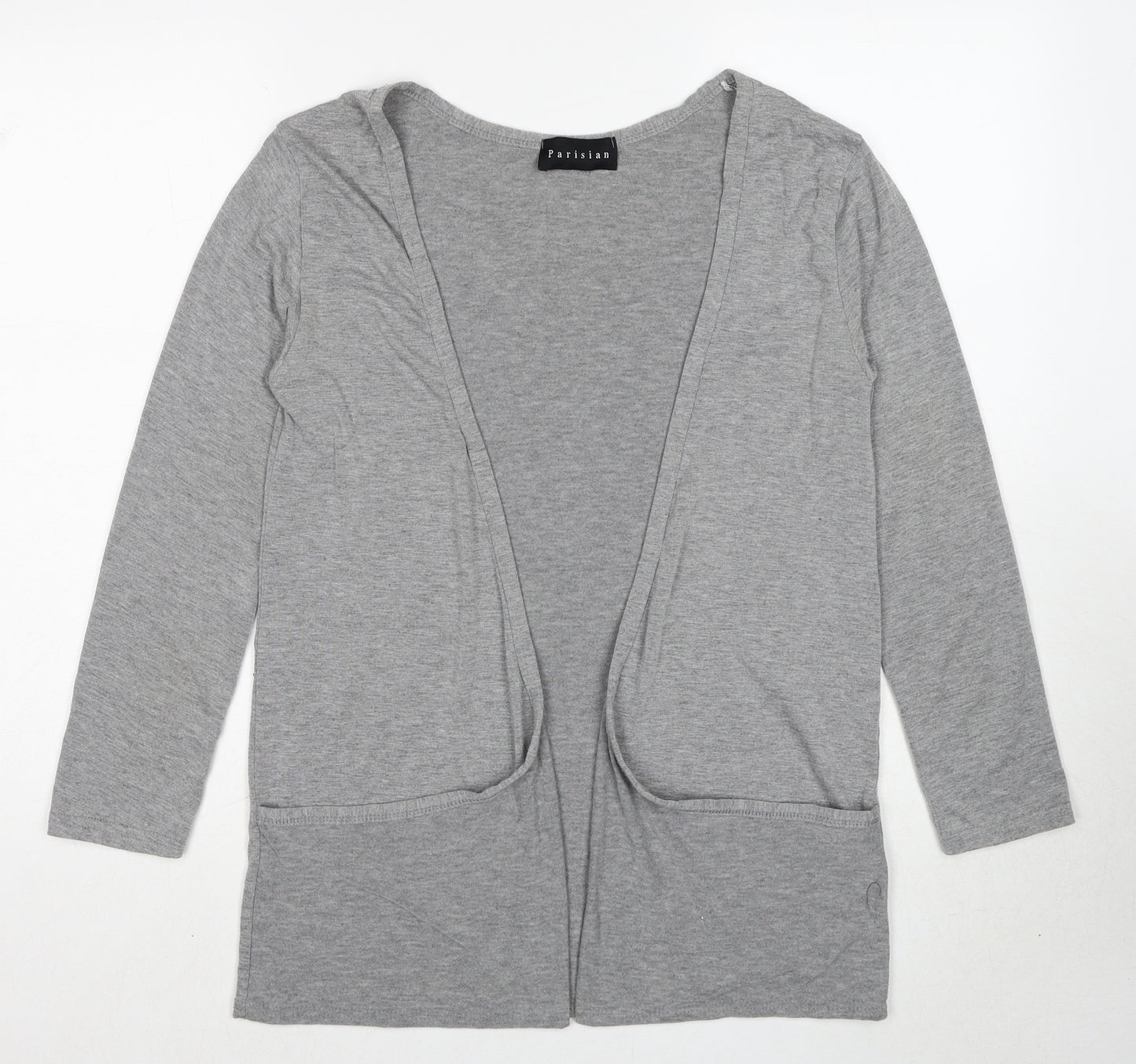 PARISIAN SIGNATURE Womens Grey V-Neck Viscose Cardigan Jumper Size S - Size S/M