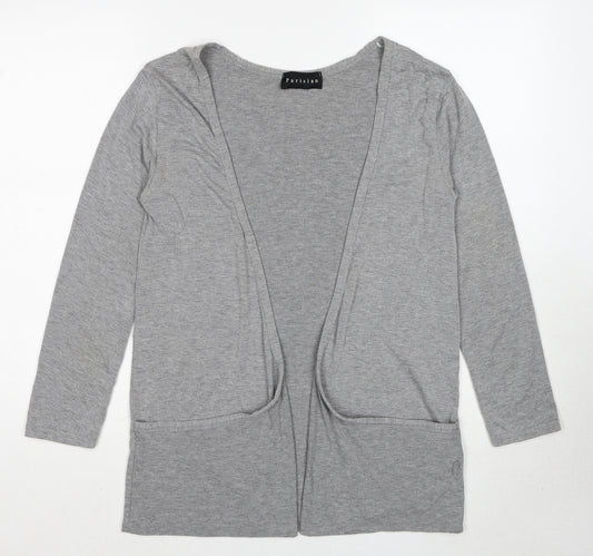 PARISIAN SIGNATURE Womens Grey V-Neck Viscose Cardigan Jumper Size S - Size S/M