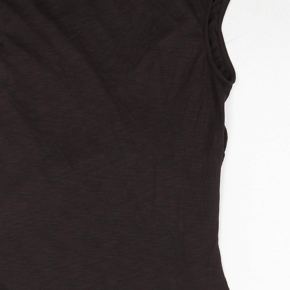 Marks and Spencer Womens Brown Modal Basic T-Shirt Size 14 V-Neck - Wrap Style