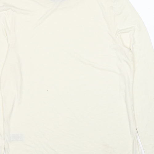 Marks and Spencer Womens Ivory Polyester Basic T-Shirt Size 12 Mock Neck