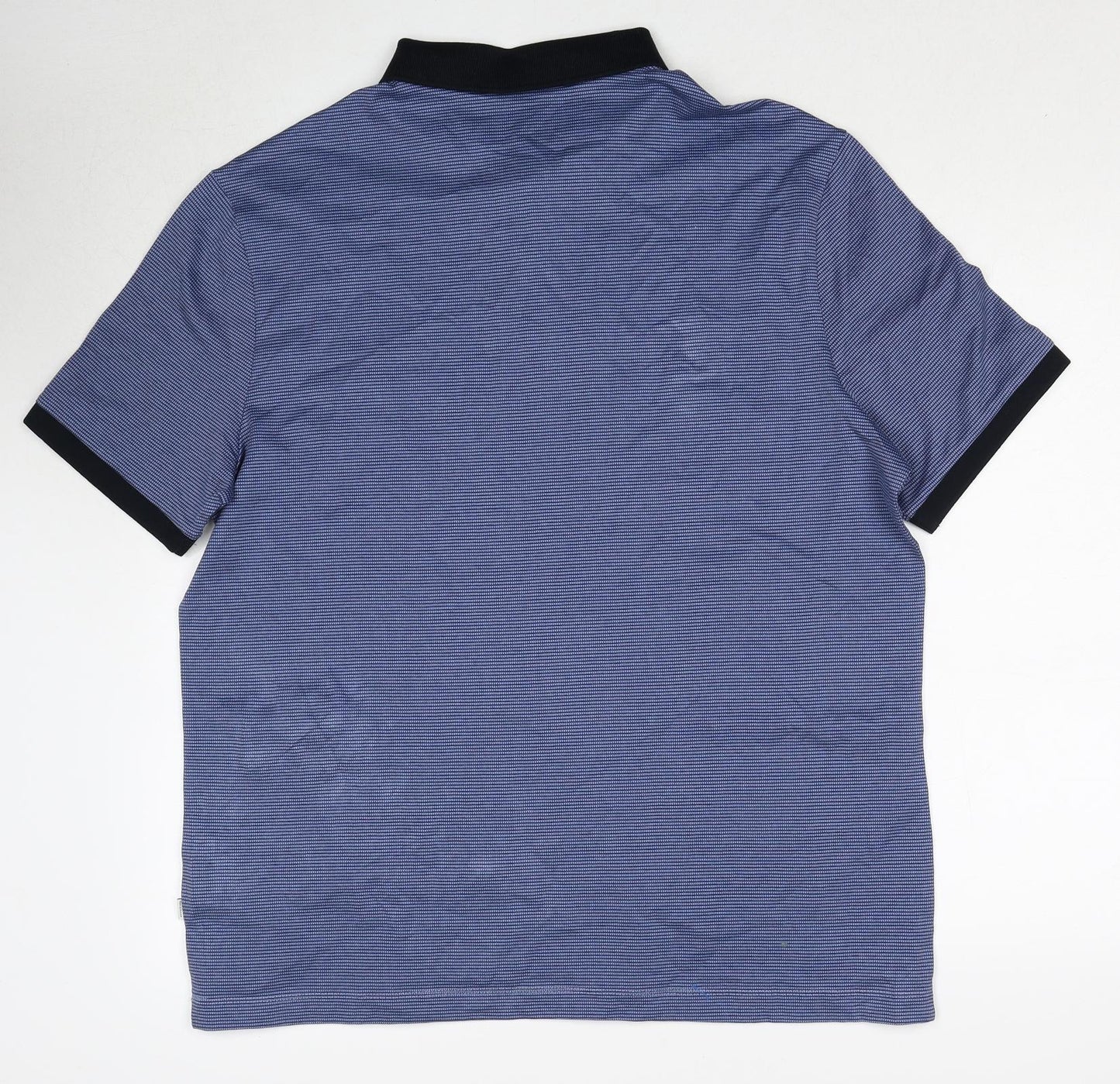 Autograph Mens Blue Geometric Cotton Polo Size XL Collared Pullover