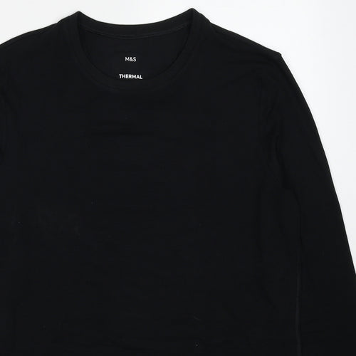 Marks and Spencer Mens Black Acrylic T-Shirt Size S Round Neck
