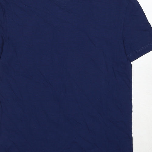 Marks and Spencer Boys Blue Cotton Basic T-Shirt Size 8-9 Years Round Neck Pullover - Today Is A Good Day