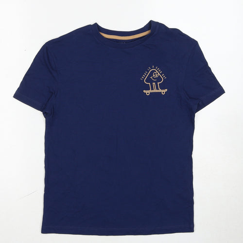 Marks and Spencer Boys Blue Cotton Basic T-Shirt Size 11-12 Years Round Neck Pullover - Today Is A Good Day