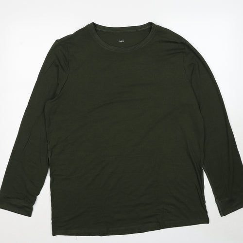 Marks and Spencer Mens Green Acrylic T-Shirt Size 2XL Round Neck