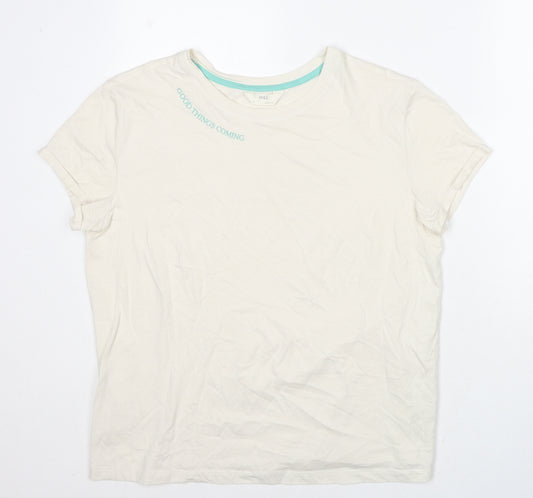 Marks and Spencer Womens White Polyester Basic T-Shirt Size 14 Round Neck