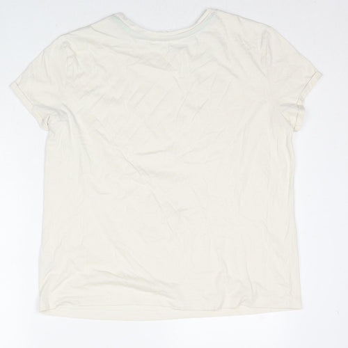 Marks and Spencer Womens White Polyester Basic T-Shirt Size 14 Round Neck