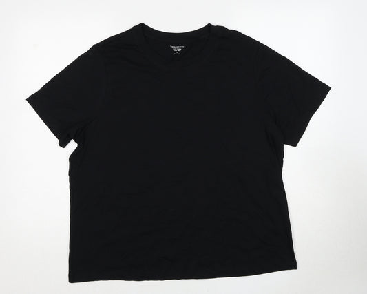 Marks and Spencer Womens Black Cotton Basic T-Shirt Size 18 Round Neck