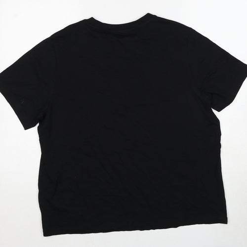 Marks and Spencer Womens Black Cotton Basic T-Shirt Size 18 Round Neck