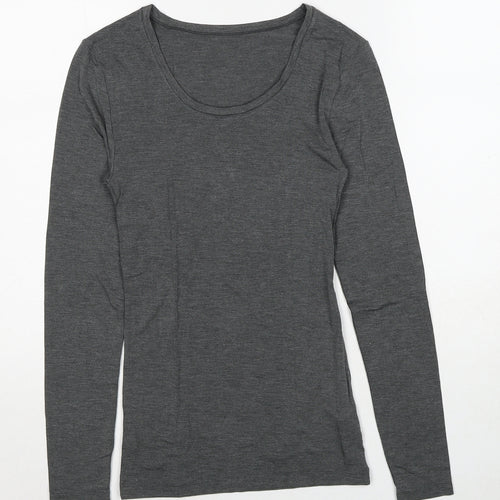 Marks and Spencer Womens Grey Acrylic Basic T-Shirt Size 8 Scoop Neck