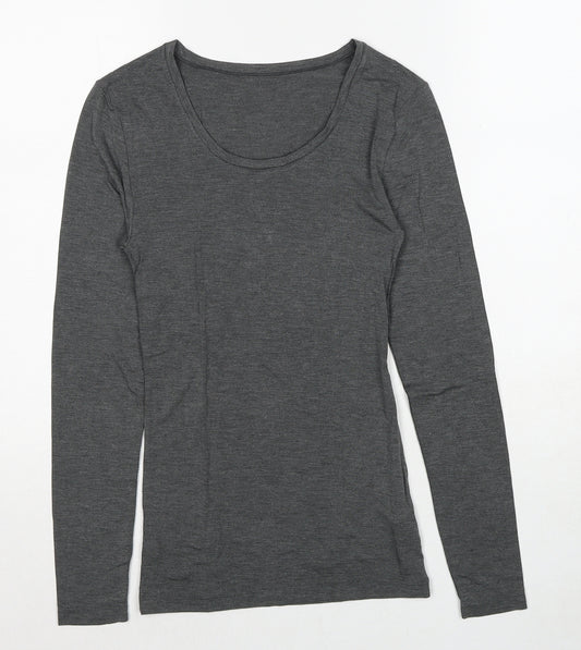 Marks and Spencer Womens Grey Acrylic Basic T-Shirt Size 8 Scoop Neck