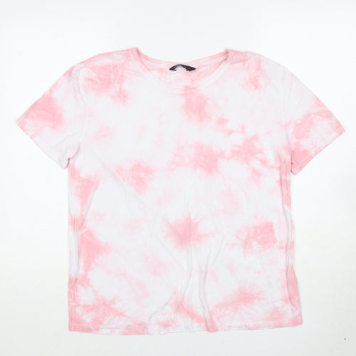 Marks and Spencer Womens Pink Viscose Basic T-Shirt Size 8 Round Neck - Tie Dye