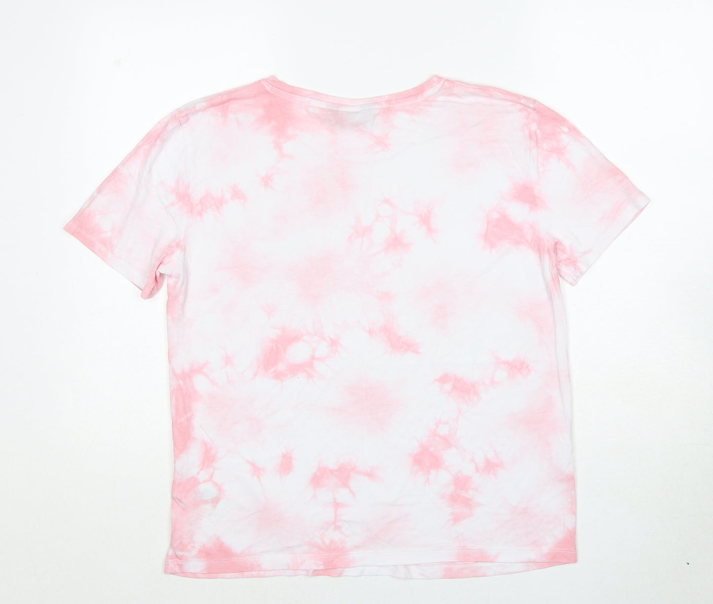 Marks and Spencer Womens Pink Viscose Basic T-Shirt Size 8 Round Neck - Tie Dye