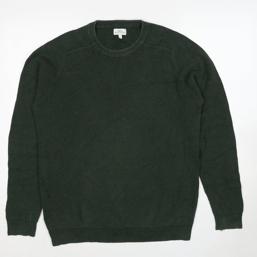 NEXT Mens Green Roll Neck Cotton Pullover Jumper Size L Long Sleeve