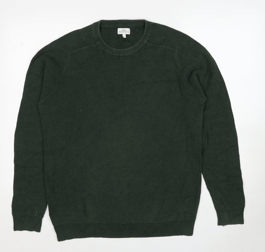 NEXT Mens Green Roll Neck Cotton Pullover Jumper Size L Long Sleeve