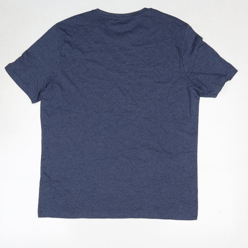 Marks and Spencer Mens Blue Cotton T-Shirt Size L Round Neck