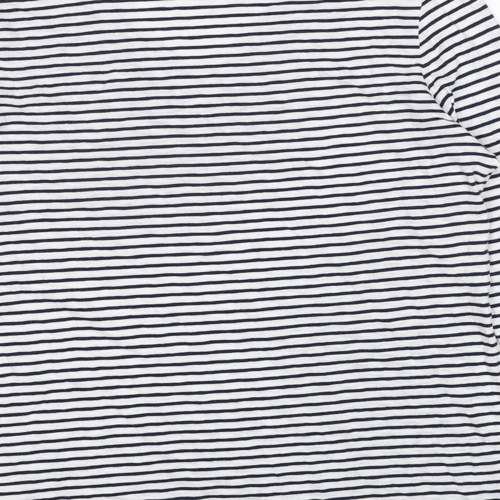 Superdry Womens White Striped Cotton Basic T-Shirt Size 14 V-Neck