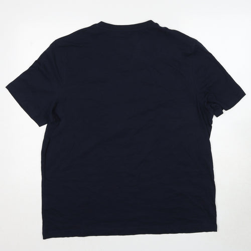 Marks and Spencer Mens Blue Cotton T-Shirt Size XL V-Neck