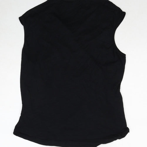 Marks and Spencer Womens Black Viscose Basic Blouse Size 18 V-Neck - Wrap Style