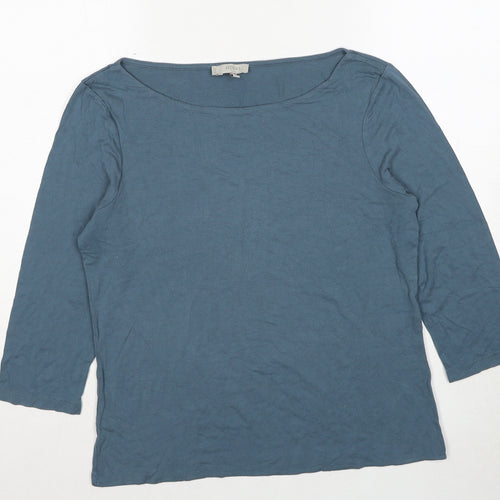 Hobbs Womens Blue Viscose Basic T-Shirt Size XL Boat Neck