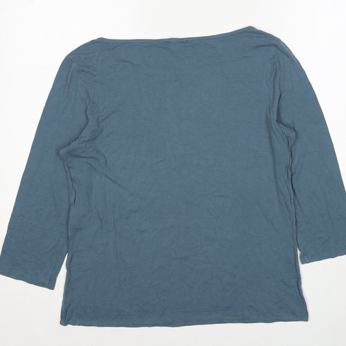 Hobbs Womens Blue Viscose Basic T-Shirt Size XL Boat Neck