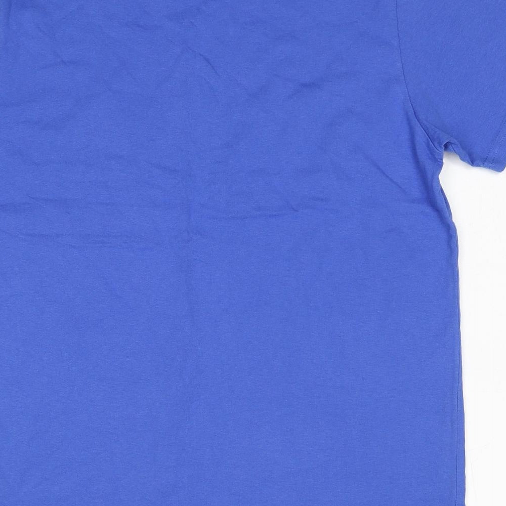 Plain Lazy Mens Blue Cotton T-Shirt Size M Round Neck - Permanent Vacation
