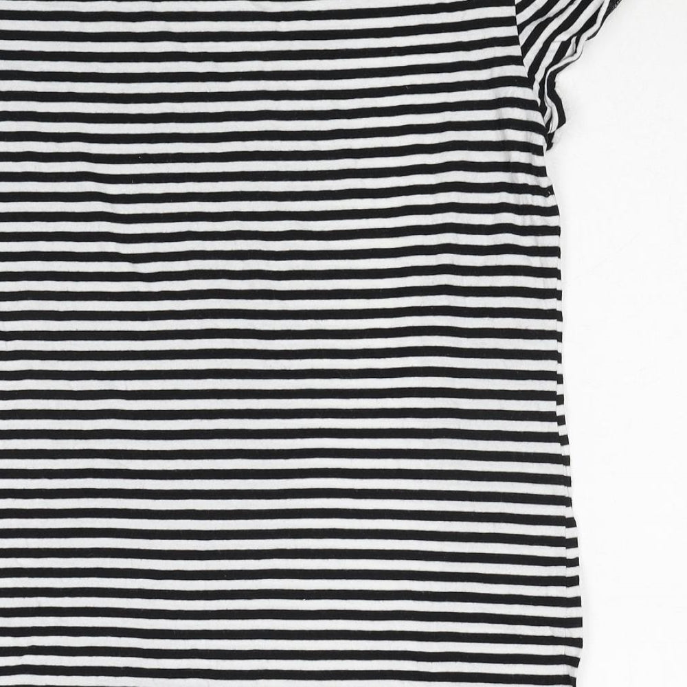 Gap Womens Black Striped Cotton Basic T-Shirt Size S Round Neck