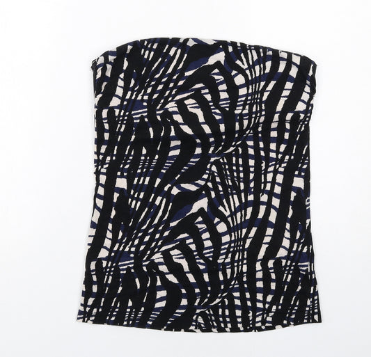 H&M Womens Multicoloured Geometric Cotton Basic Blouse Size L Square Neck - Strapless