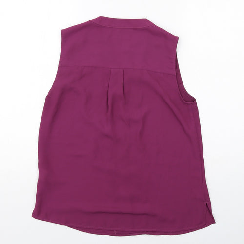 Marks and Spencer Womens Purple Polyester Basic Blouse Size 10 V-Neck