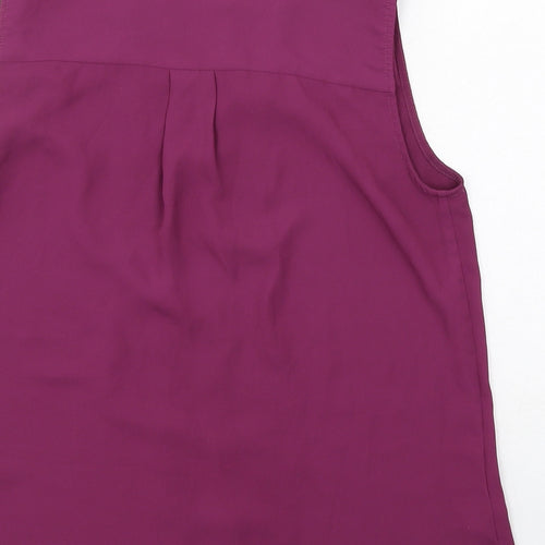 Marks and Spencer Womens Purple Polyester Basic Blouse Size 10 V-Neck