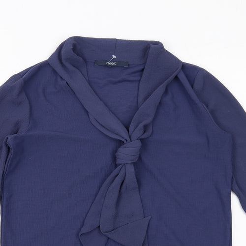 NEXT Womens Blue Polyester Basic Blouse Size 6 Collared - Pussy Bow Neck