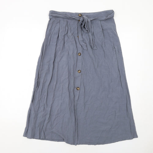 Topshop Womens Grey Viscose Maxi Skirt Size 12 Button