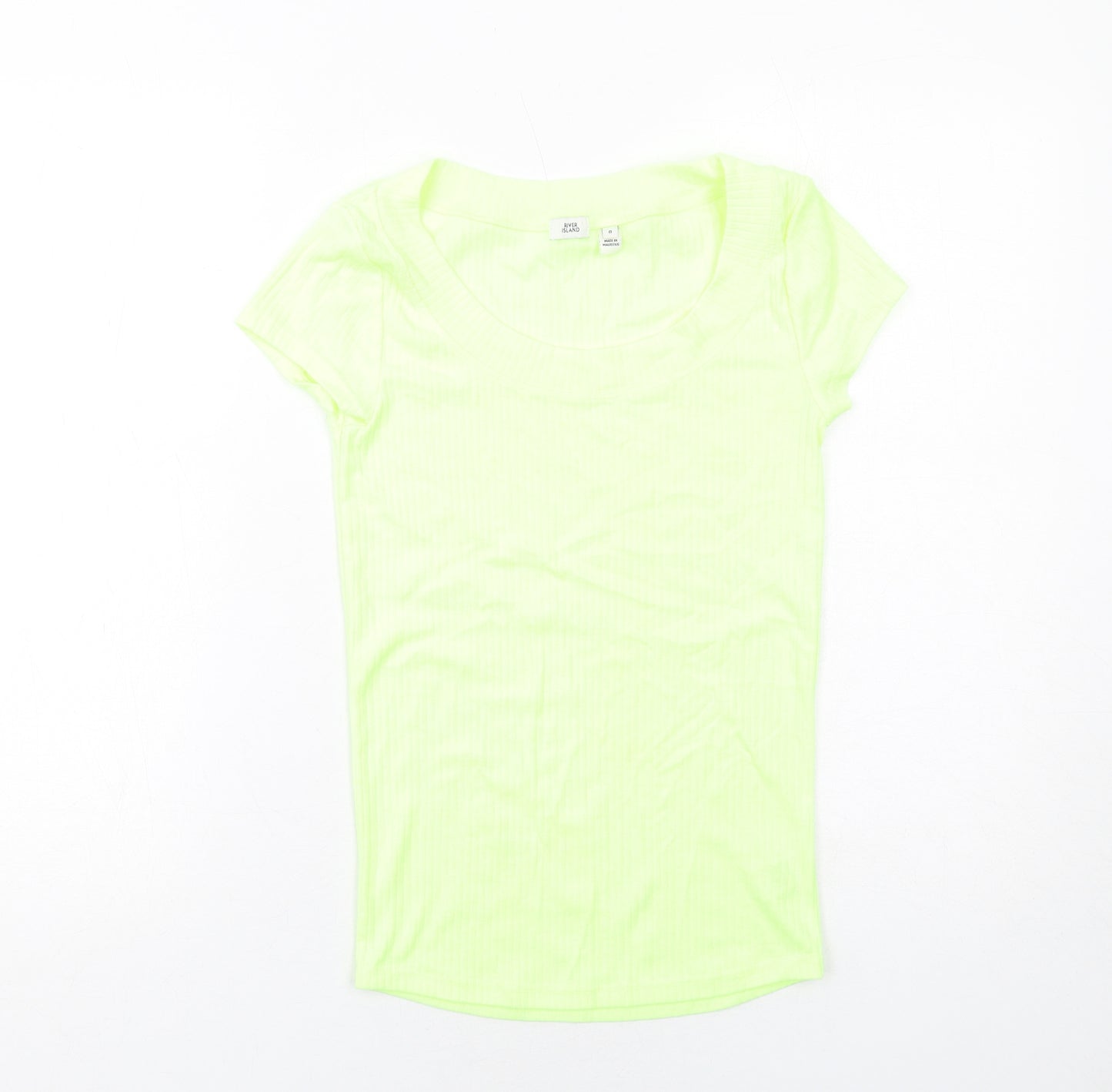 River Island Womens Yellow Cotton Basic T-Shirt Size 8 Round Neck