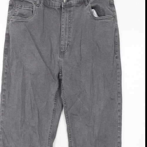 Atlas Mens Grey Cotton Straight Jeans Size 36 in Regular Zip
