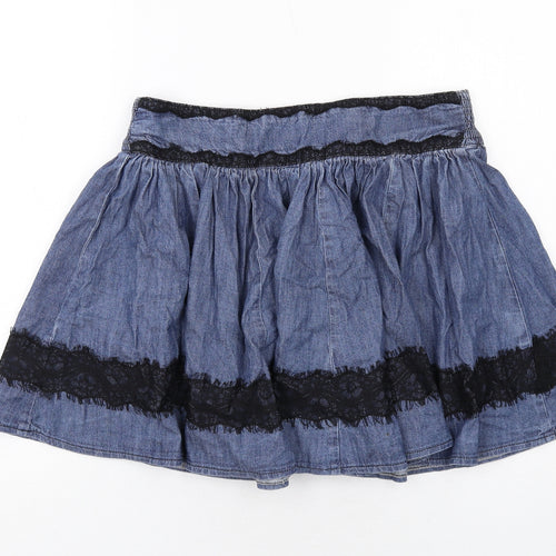 Oasis Womens Blue Cotton Skater Skirt Size 10