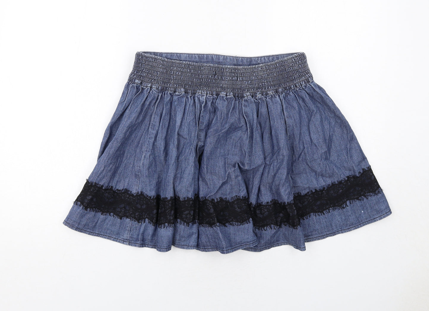Oasis Womens Blue Cotton Skater Skirt Size 10