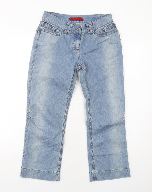 River Island Womens Blue Cotton Straight Jeans Size 8 Regular Zip