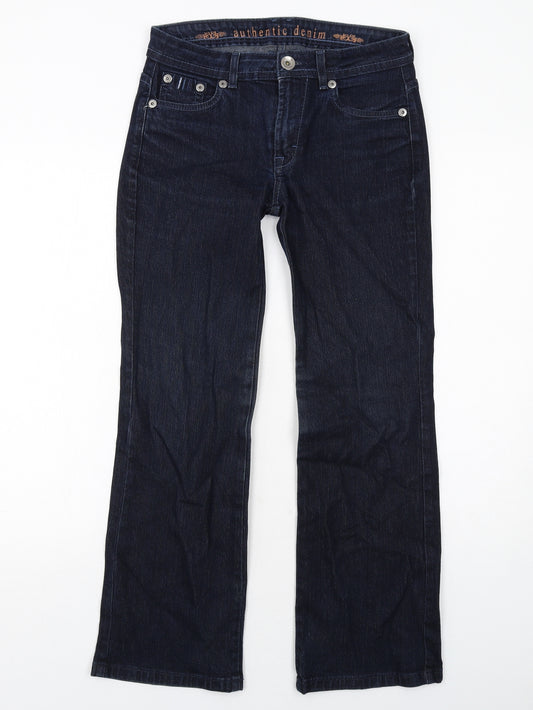 Marks and Spencer Womens Blue Cotton Bootcut Jeans Size 8 Regular Zip