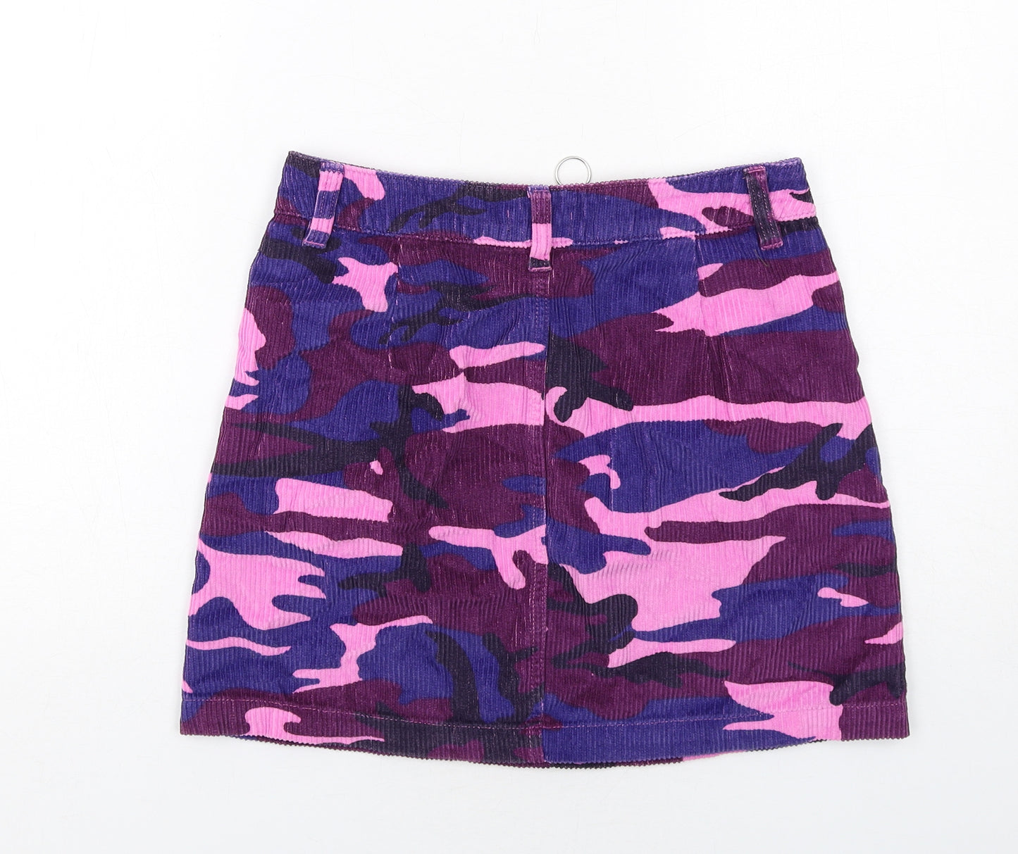 Topshop Womens Multicoloured Camouflage Cotton A-Line Skirt Size 10 Zip