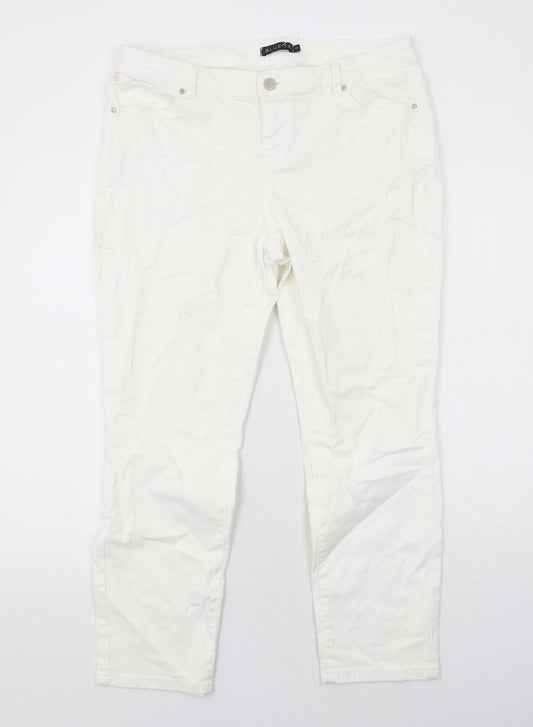 Blue 73 Womens White Cotton Skinny Jeans Size 14 Regular Zip