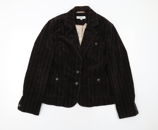 NEXT Womens Brown Striped Jacket Blazer Size 14 Button