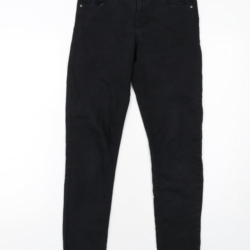 H&M Girls Black Cotton Skinny Jeans Size 13-14 Years Regular Zip
