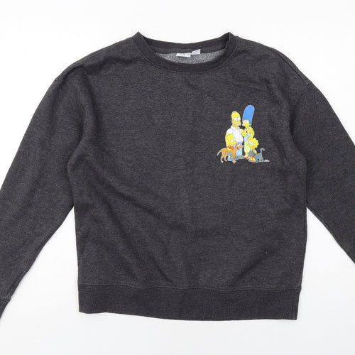 The Simpsons Womens Grey Polyester Pullover Sweatshirt Size XS Pullover
