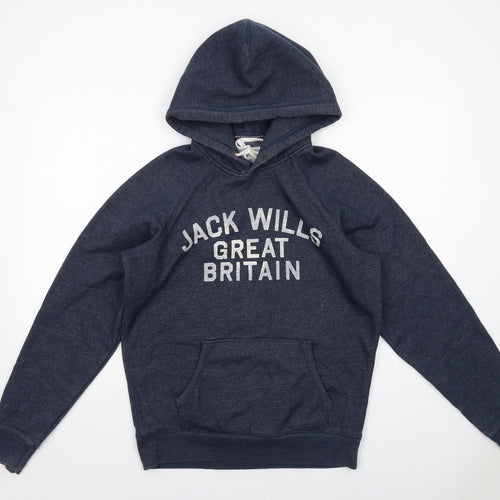 Jack Wills Womens Blue Cotton Pullover Hoodie Size S Pullover