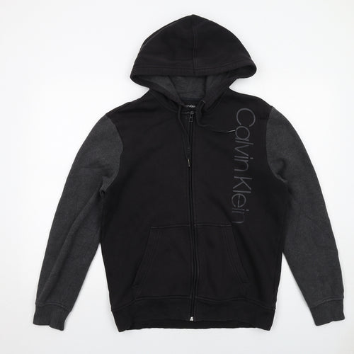 Calvin Klein Mens Black Cotton Full Zip Hoodie Size M