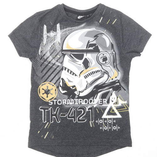 Star Wars Boys Grey Cotton Basic T-Shirt Size 7-8 Years Round Neck Pullover - Star Wars Storm Trooper