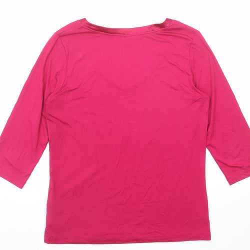 Olsen Womens Pink Viscose Basic T-Shirt Size 14 V-Neck